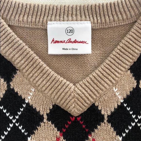 Hanna Andersson V-neck argyle sweater size 8-10 - Picture 2 of 4